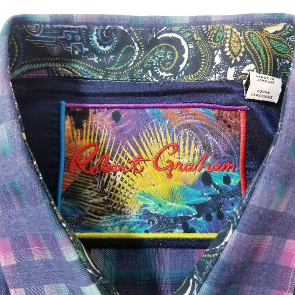 Robert Graham Plaid Multicolor Button Down Shirt Long Sleeves 100% Cotton - Picture 2 of 14